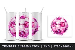 Watercolor football soccer ball sparkle pink shining diamonds 20 oz tumbler skinny mug wrap clipart t-shirt sublimation printable design