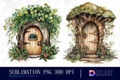 Watercolor Forest Fairy Door Clipart Bundle Product Image 5