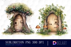 Watercolor Forest Fairy Door Clipart Bundle Product Image 3