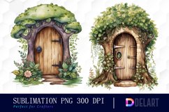 Watercolor Forest Fairy Door Clipart Bundle Product Image 4