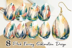 Watercolor Forests earring teardrop sublimation design Product Image 1