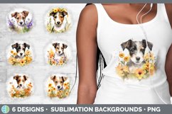 Bundle of six Wild Flowers Fox Terriers Grunge Background designs.