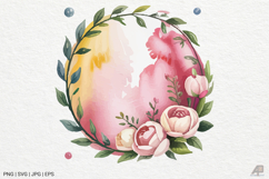 Watercolor Floral Frame Clipart SVG PNG Product Image 1