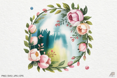 Watercolor Floral Frame Clipart SVG PNG Product Image 1