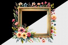 Watercolor frame with flowers floral border for custom photo summer spring print tumbler skinny mug wrap clipart t-shirt sublimation printable design