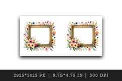 Watercolor frame with flowers floral border for custom photo summer spring print tumbler skinny mug wrap clipart t-shirt sublimation printable design