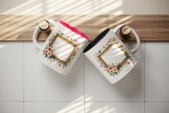 Watercolor frame with flowers floral border for custom photo summer spring print tumbler skinny mug wrap clipart t-shirt sublimation printable design