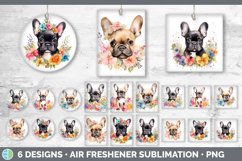 Bundle of six Wild Flowers French Bulldogs Air Freshener designs.