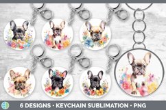 Bundle of six Wild Flowers French Bulldogs Keychain designs.
