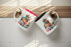 Watercolor friendly dragon vibrant hues clouds Chinese New Year print 20 oz tumbler skinny mug wrap clipart t-shirt sublimation printable design