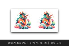 Watercolor friendly dragon vibrant hues clouds Chinese New Year print 20 oz tumbler skinny mug wrap clipart t-shirt sublimation printable design