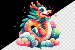 Watercolor friendly dragon vibrant hues clouds Chinese New Year print 20 oz tumbler skinny mug wrap clipart t-shirt sublimation printable design