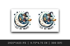 Watercolor friendly witch on broom moon cute owl Fly by Night quote print 20 oz tumbler skinny mug wrap clipart t-shirt sublimation printable design
