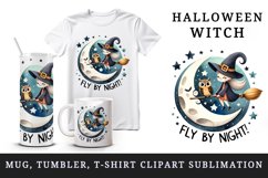 Watercolor friendly witch on broom moon cute owl Fly by Night quote print 20 oz tumbler skinny mug wrap clipart t-shirt sublimation printable design