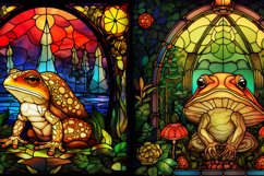 Frog Mushroom Stained Glass Backgrounds Watercolor Clipart Product Image 7