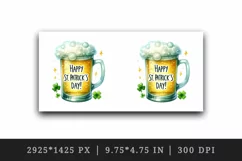 Watercolor frothy pint of beer clover luck Happy St Patrick Day quote print 20 oz tumbler skinny mug wrap clipart t-shirt sublimation printable design