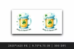 Watercolor frothy pint of beer clover luck Happy St Patrick Day quote print 20 oz tumbler skinny mug wrap clipart t-shirt sublimation printable design