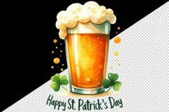 Watercolor frothy pint of beer clover luck Happy St Patrick Day quote print 20 oz tumbler skinny mug wrap clipart t-shirt sublimation printable design