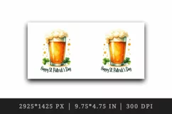 Watercolor frothy pint of beer clover luck Happy St Patrick Day quote print 20 oz tumbler skinny mug wrap clipart t-shirt sublimation printable design