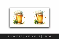 Watercolor frothy pint of beer clover luck St Patrick Day print 20 oz tumbler skinny mug wrap clipart t-shirt sublimation printable design