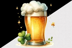 Watercolor frothy pint of beer clover luck St Patrick Day print 20 oz tumbler skinny mug wrap clipart t-shirt sublimation printable design