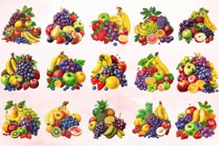 Watercolor Fruit Bunch Pile Clipart Bundle Product Image 3