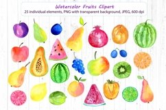 Colorful Watercolor Fruits - Clipart &amp; Seamless Patterns Product Image 2