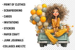 Watercolor Funny Birthday Girls Clipart Product Image 2