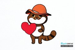 Watercolor Funny Cat Valentine PNG Clipart Product Image 1