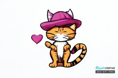 Watercolor Funny Cat Valentine PNG Clipart Product Image 1
