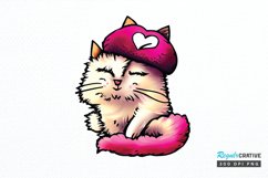 Watercolor Funny Cat Valentine PNG Clipart Product Image 1