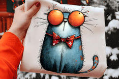 Watercolor Funny Christmas Cats Clipart Product Image 2