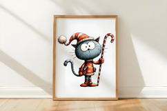 Watercolor Funny Christmas Cats Clipart Product Image 3