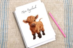 Watercolor Funny Cute Highland Baby Cow Clipart Bundle Product Image 4