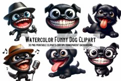Watercolor Funny Dog Clipart - Cute Dog Product Image 1