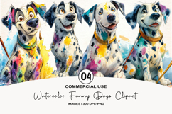 Watercolor Funny Dogs Clipart, 4 Animal Sublimation Design Product Image 1