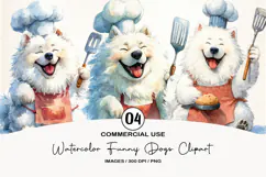 Watercolor Funny Dogs Clipart, 4 Animal Sublimation Design Product Image 1
