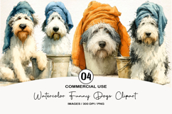 Watercolor Funny Dogs Clipart, 4 Animal Sublimation Design Product Image 1