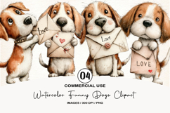 Watercolor Funny Dogs Clipart, 4 Animal Sublimation Design Product Image 1