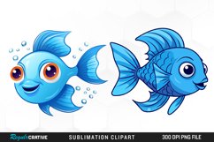 Watercolor Funny Fish Set Clipart Product Image 1