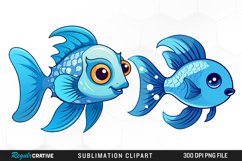 Watercolor Funny Fish Set Clipart Product Image 1