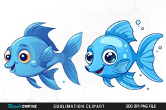 Watercolor Funny Fish Set Clipart Product Image 1