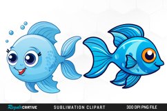 Watercolor Funny Fish Set Clipart Product Image 1