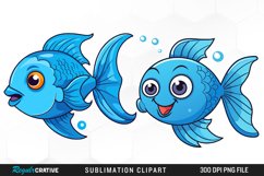 Watercolor Funny Fish Set Clipart Product Image 1