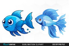 Watercolor Funny Fish Set Clipart Product Image 1