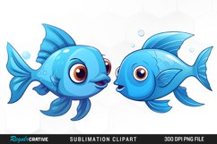 Watercolor Funny Fish Set Clipart Product Image 1