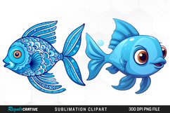 Watercolor Funny Fish Set Clipart Product Image 1