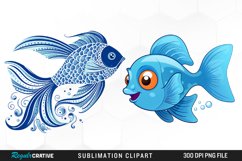 Watercolor Funny Fish Set Clipart Product Image 1