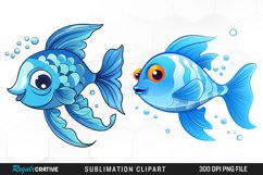 Watercolor Funny Fish Set Clipart Product Image 1