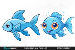 Watercolor Funny Fish Set Clipart Product Image 1